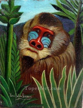 ジャングルのマンドリル 1909 アンリ・ルソー 猿 Oil Paintings